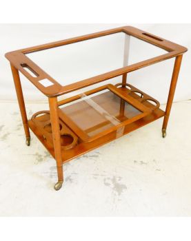 Trolley on Casters with Glass Top