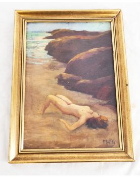 Small Oil on Panel Nude at the Seaside by Fred PAILHES