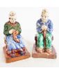 BAVENT Pair of Norman Couple Bookends in Polychrome Enameled Terracotta