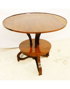 Round Mahogany Trolley on Casters