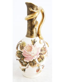 Art Nouveau Pitcher Decorated with Flowers and Lizard on Anse ROYAL BO
