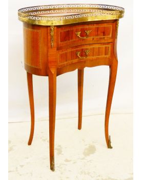 Kidney Bedside Table 2 Drawers Marquetry in Rosewood