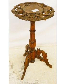 Black Forest Carved Wooden Pedestal Table