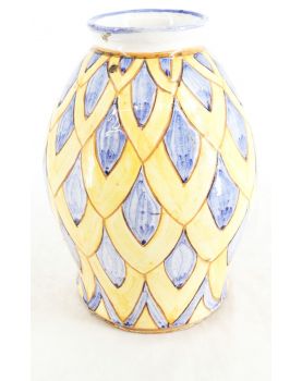 Enameled Terracotta Vase Signed
