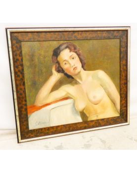 Oil on Canvas mounted on Cardboard Female Nude BSCA