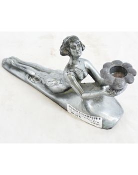 Pewter Woman Subject Candle Holder