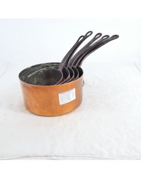 Series of 5 Copper Saucepans