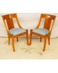 Pair of Walnut Armchairs with Blue Stained Seat