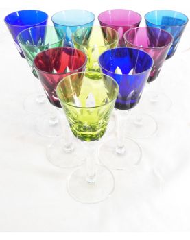Series of 10 Saint LOUIS Colored Glasses