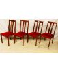MEREDEW Series of 4 Red Velvet Seat Chairs