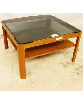 Square Coffee Table with Smoked Glass Top, Scandinavian Style