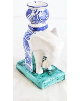 Old Ceramic Elephant Candleholder