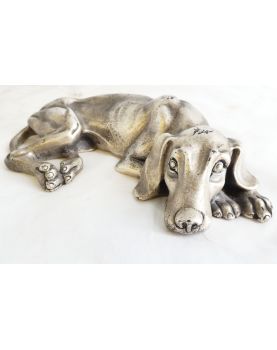 Lying Dog in Silver Bronze by PELTRO ITALY