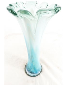 Grand Vase en Verre Soufflé Bleu
