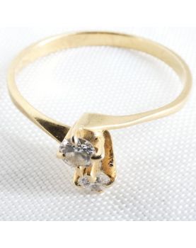 Yellow Gold Ring with 2 18 Carat Diamonds Tested at the Touchstone in its Box