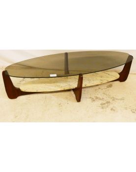 Scandinavian Style Coffee Table Smoked Glass Top HUGUES POIGNANT Year 60