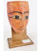 Masque Égyptien sur Socle en Bois Polychrome Période des Ptolémées à Confirmer