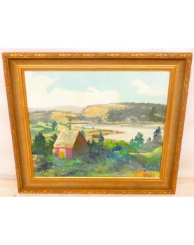 Large Oil on Canvas New England Landscape Signed Kenneth HOW