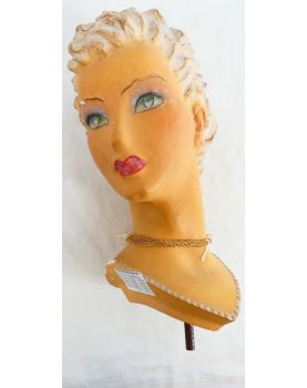 Polychrome Plaster Mannequin Bust with Necklace