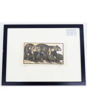 Numbered Xylograph Bear Decor Signed MARGAT