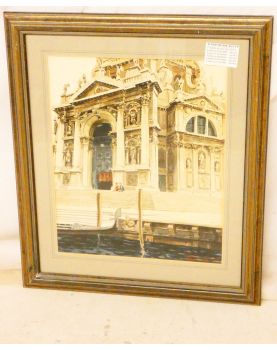 Watercolor Venetian Building Signed Frank HOAR