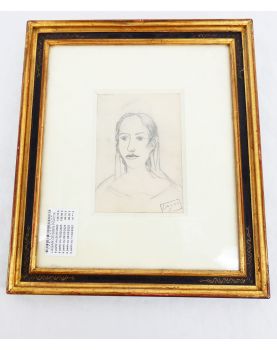 Drawing Portrait of a Woman Signed LAGAR