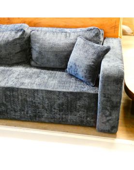 2 Seater Straight Sofa Blue Velvet
