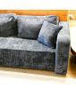 2 Seater Straight Sofa Blue Velvet