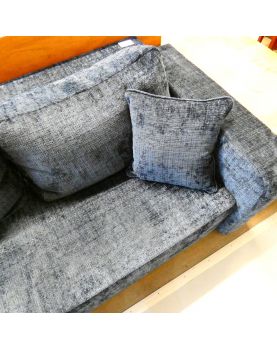 2 Seater Straight Sofa Blue Velvet