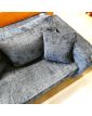 2 Seater Straight Sofa Blue Velvet