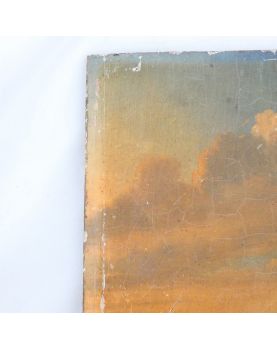 Ancienne Huile sur Panneau Décor de Vache dans les Près
