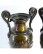 Paire de Vases en Régule Décor Antique sur Socle en Marbre