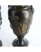 Paire de Vases en Régule Décor Antique sur Socle en Marbre