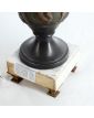Paire de Vases en Régule Décor Antique sur Socle en Marbre