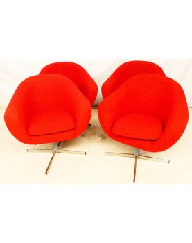 Série de 4 Fauteuils Rouges  Signé Eric KLOTE