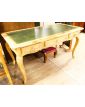 Yellow Patina Desk in Green Leather
