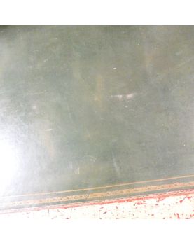 Yellow Patina Desk in Green Leather