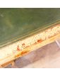 Yellow Patina Desk in Green Leather