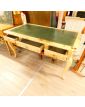 Yellow Patina Desk in Green Leather