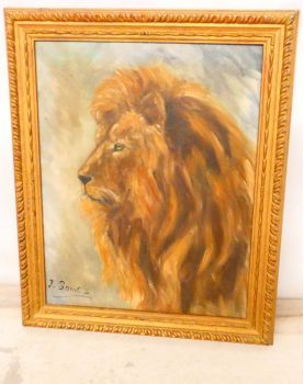 Huile sur Toile Lion Signé J.GOMEZ