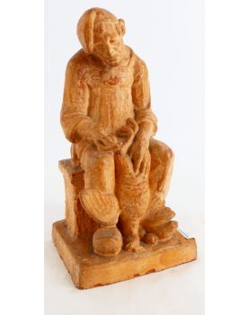 Subject Man with Poultry in Terracotta Signed