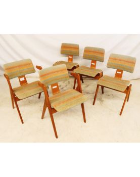 HILLESTAK by Lucienne and Robin DAY 1950 Set of 3 Chairs and 2 Armchairs 1950 Original Fabric