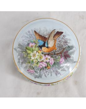 Earthenware Candy Box with Floral and Bird Decor