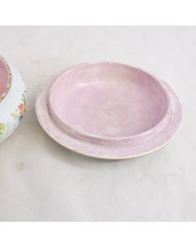 Earthenware Candy Box with Floral and Bird Decor