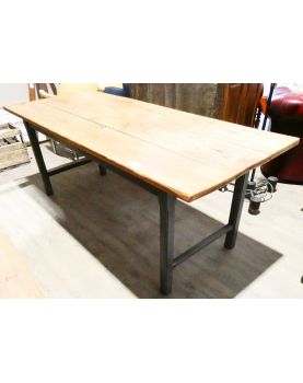Old Table in Gray and Raw Patinated Elm