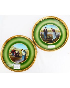 Pair of Round Medallions Fixed Under Glass Attributed to MILLET