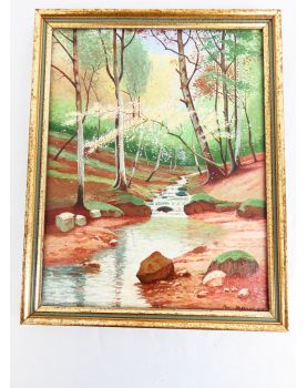 Oil on Canvas Waterfall Signed A.BOURGE