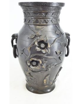 Grand Vase Asiatique Anses Décor Eléphants