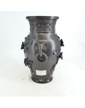 Grand Vase Asiatique Anses Décor Eléphants