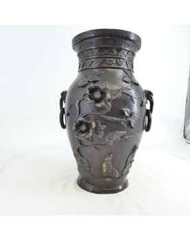 Grand Vase Asiatique Anses Décor Eléphants